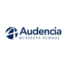 Logo d'Audencia Business School, texte bleu sur fond blanc.