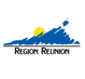 Logo de la Région Réunion avec montagne et soleil.